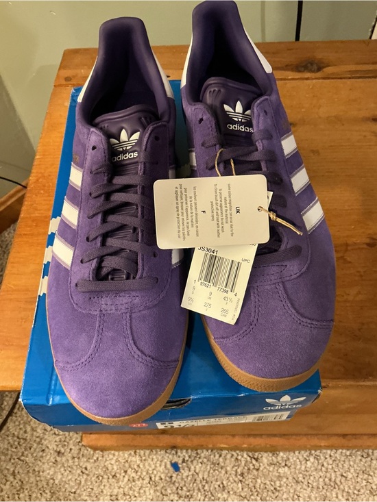 adidas Other - adidas Men’s Purple Suede Sneakers with White Stripes JS3041 Madrid indoor shoe.